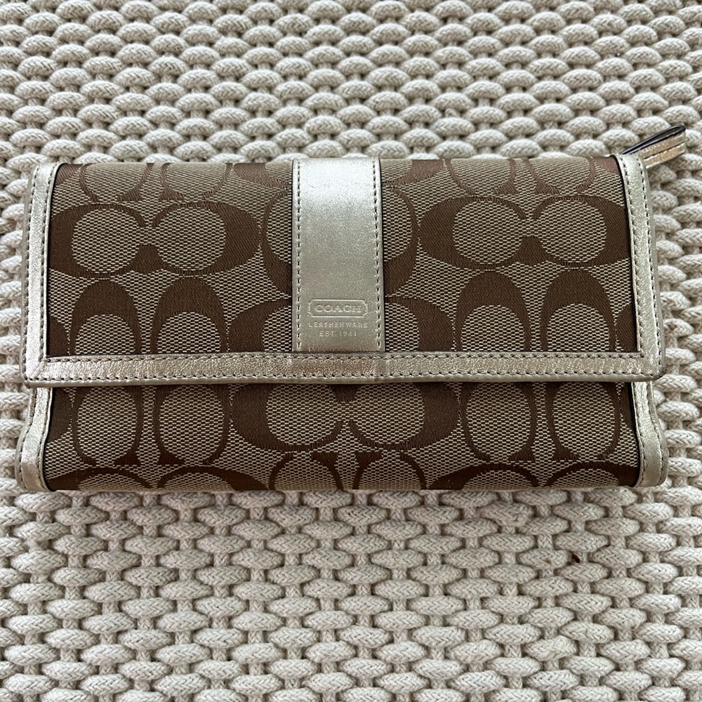 Coach Brown and Silver Wallet